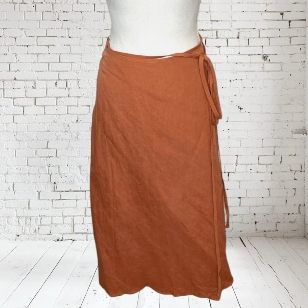 Tavira Maxi Wrap Skirt Andie NWT Aburn |Navy | Linen Blend Flow Resort Style